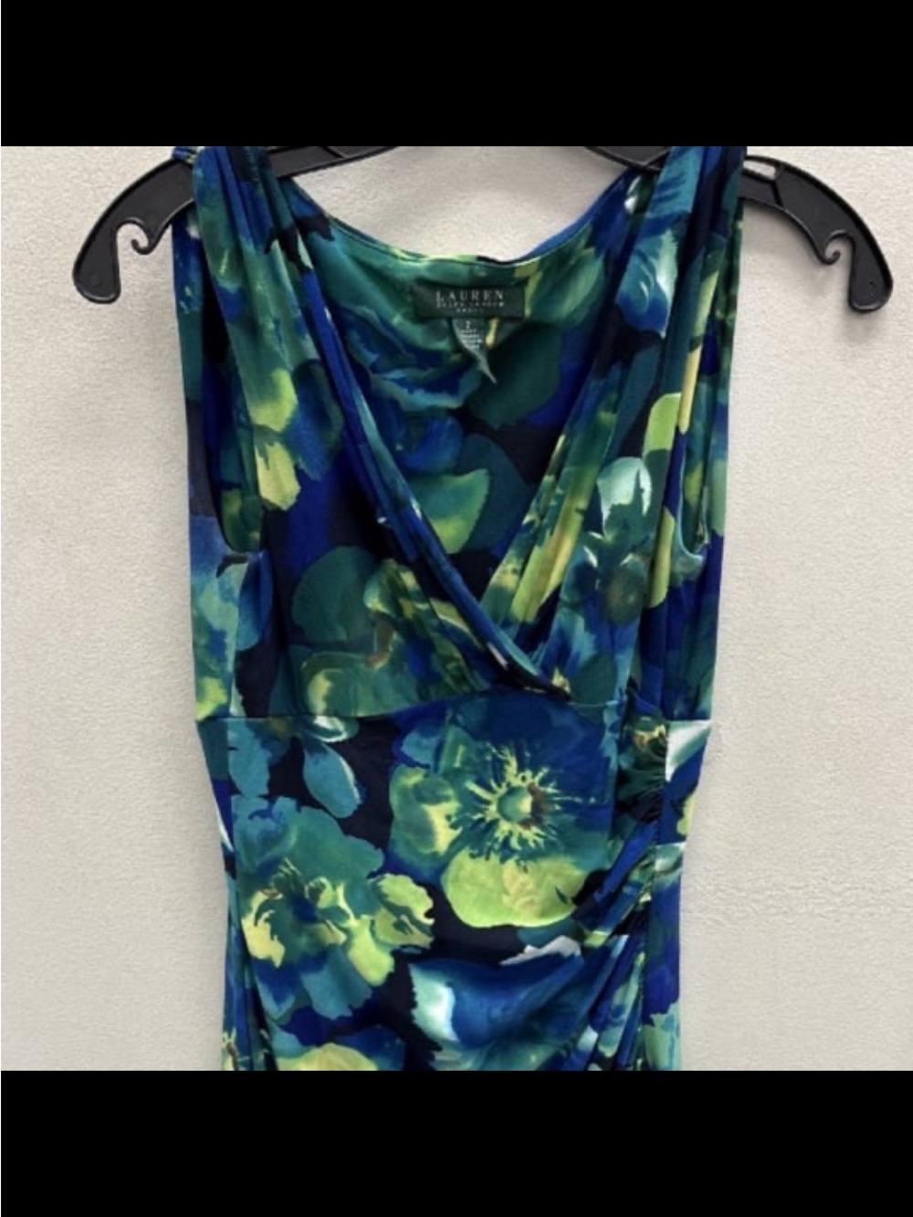 Ralph Lauren Blue & Green Floral Sleeveless Surplice Camisole